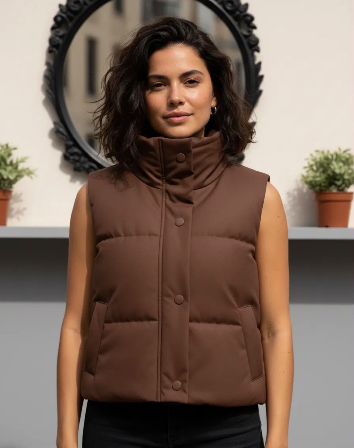 chaleco puffer choco: imagen 3
